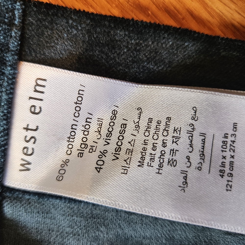 West Elm 48x108 Cotton regal Blue Curtains